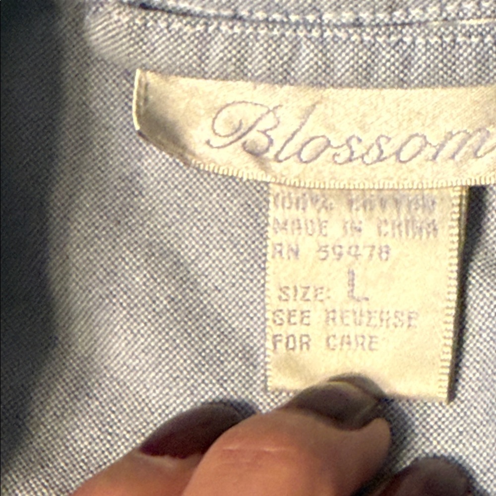 Chambray Button-Up 100% Cotton Pajamas PJ Set by Blossom Set L - Picture 3 of 9